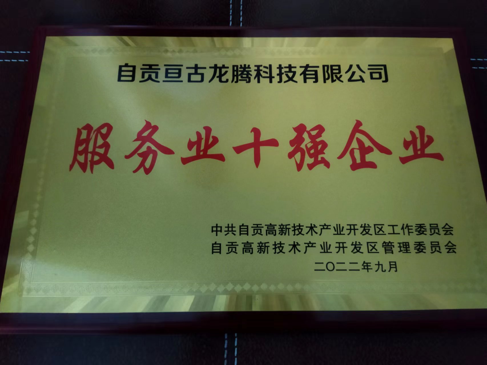 恭喜亙古龍騰獲自貢高新區(qū)商貿(mào)“服務(wù)業(yè)十強企業(yè)”稱號